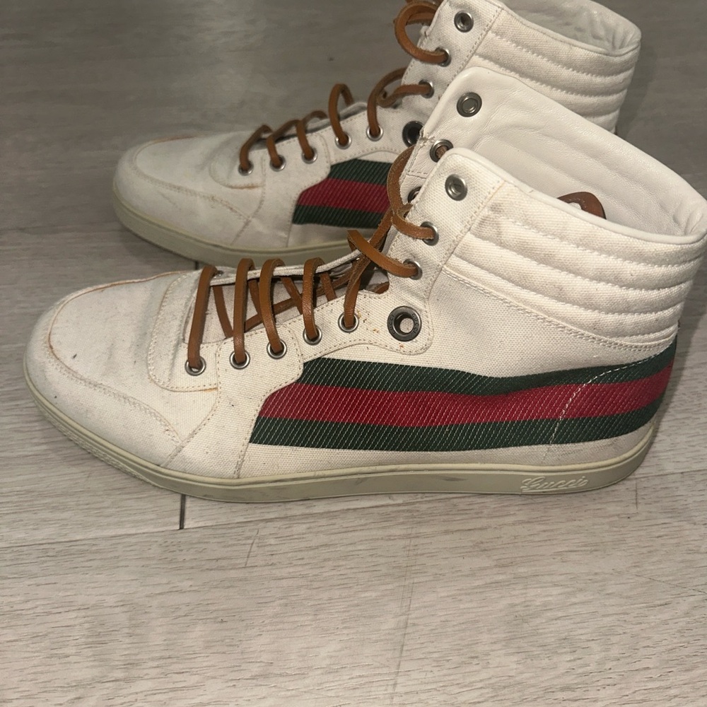 Gucci Men’s Canvas High-Top Sneakers - Picture 4 of 11